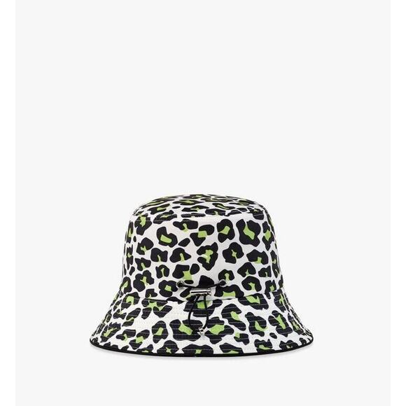 MCM Leopard Print Bucket Hat Multi Logo Embroidered Adjustable NWT $290 - Picture 4 of 16